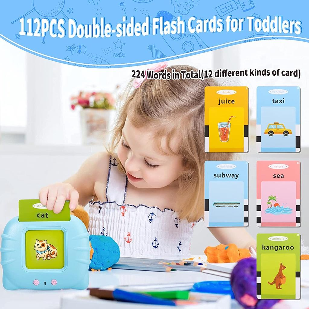 Kids Smart English Learning Card Reader – Educational Flash Card Toy (112 Cards, 224 Words)