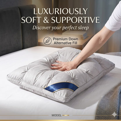Hilton-Style Twisted Bread Pillow – Luxury Hotel-Inspired Neck Support Pillow (48 × 74 cm)