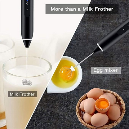 USB Rechargeable Double Whisk Milk Frother – 3-Speed Electric Hand Mixer