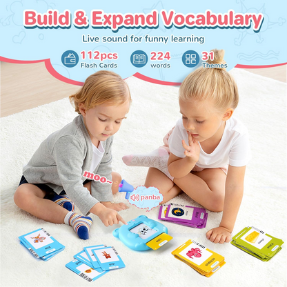 Kids Smart English Learning Card Reader – Educational Flash Card Toy (112 Cards, 224 Words)